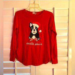 Ladies Long Sleeve “Santa Paws” shirt, size S by Merry Wear